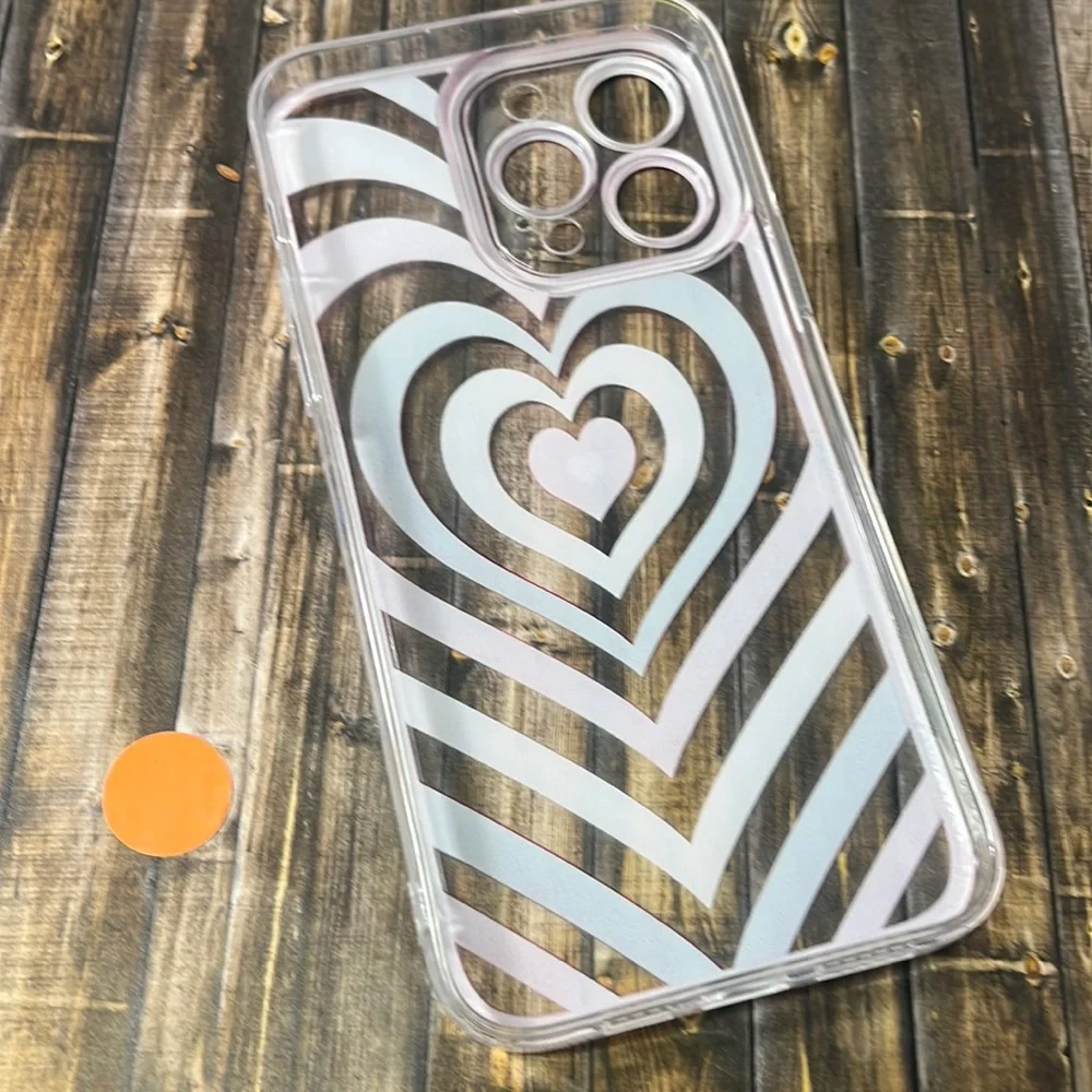 5for$10 Looped Pink Red Heart Transparent Lucky IPhone 14 Pro Max Phone Case